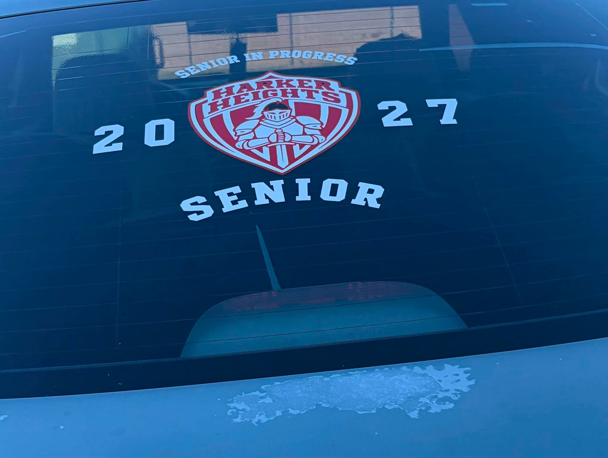 Harker Heights senior car decal with class year and school mascot