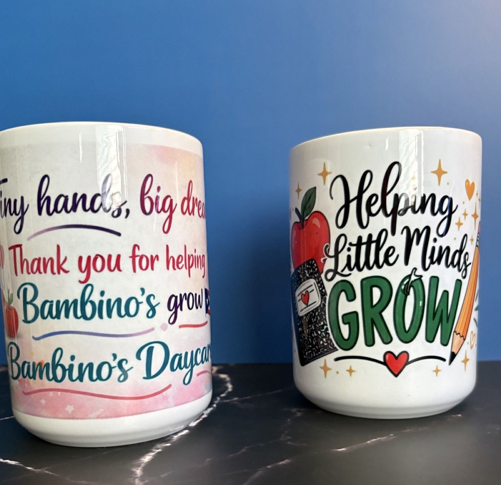 Matching pair of custom mugs